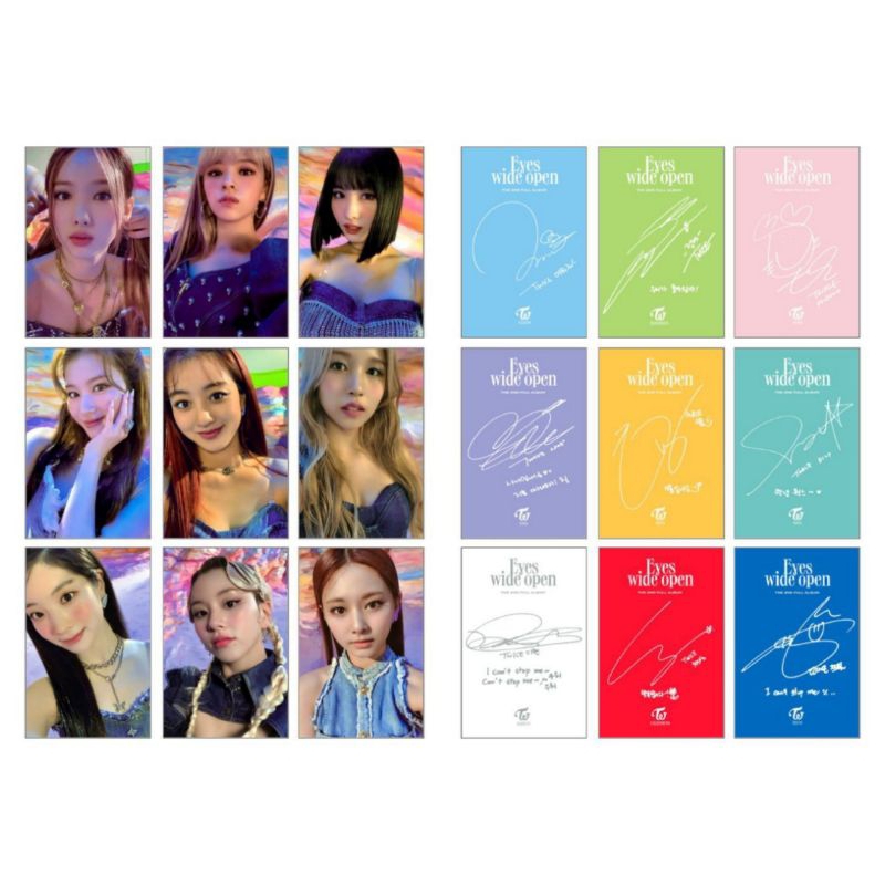 Kit 9 Photocards | Twice - Eyes Wide Open | Frente e Verso