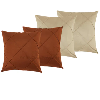 Kit 4Capas de Almofadas Drapeadas Misto de Cores Sued toque Macio e Aveludado.