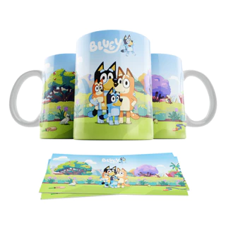 Caneca Bluey Desenho 325ML Branca Vários Modelos