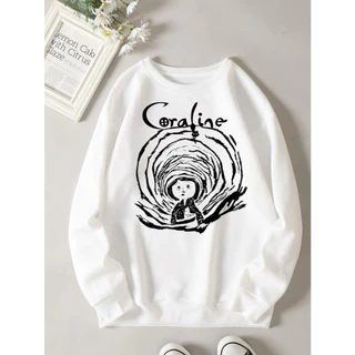 Moletom Coraline Filme animação Casaco Algodão Unissex Blusa de frio Desenho