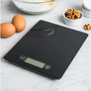 Balança Digital Para Cozinha Em Vidro Retangular 10 kg Preta ou Cinza Moderna Display Iluminado Tela Touch Com Bateria Inclusa Pesagem de Alimentos e Objetos Fácil Limpeza Alta Qualidade