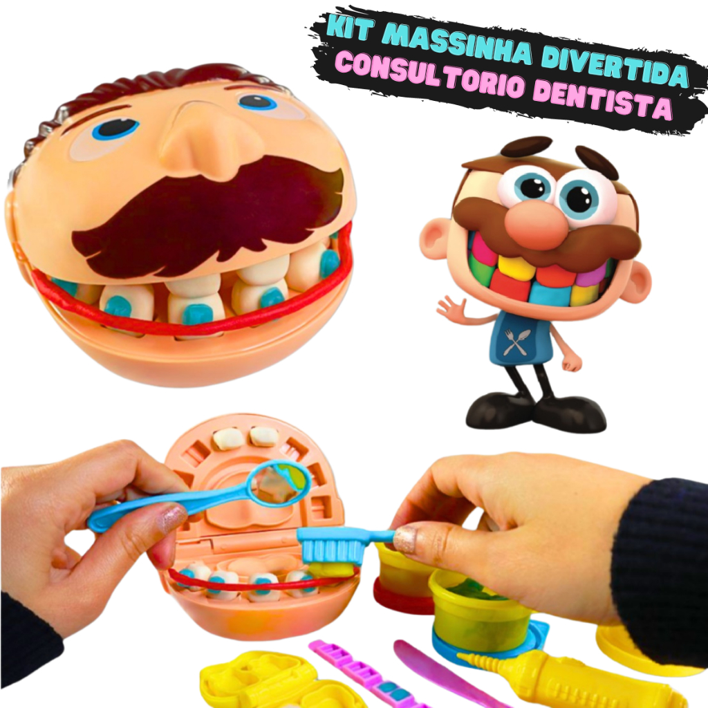 Kit Brinquedo Massinha Modelar Dentista Forminha Original Playdoh Hasbro Astronauta Presente Crianças Educativo