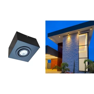 Spot Plafon Sobrepor Teto Laje Gesso Beiral + Led Branco Quente
