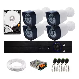 Kit 4 Câmeras Full Hd Dvr 04 Canais Com Hd 500gb Completo Acesso Remoto