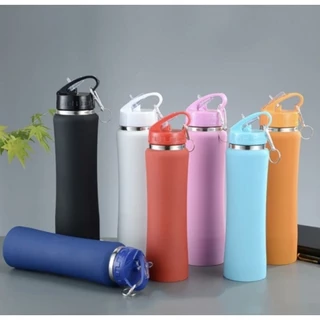 Garrafa de Água 750 ml Térmica Fria Quente Esportiva Inox Emborrachada Squeeze Com Canudo Com Bico Ideal para Hidratação De Alta Qualidade- Hidrate-se com Estilo!