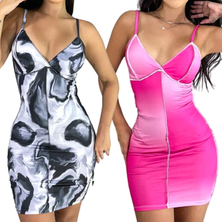 Vestido Justo Estampado Festa Balada Degradê Colorido Curto Verão