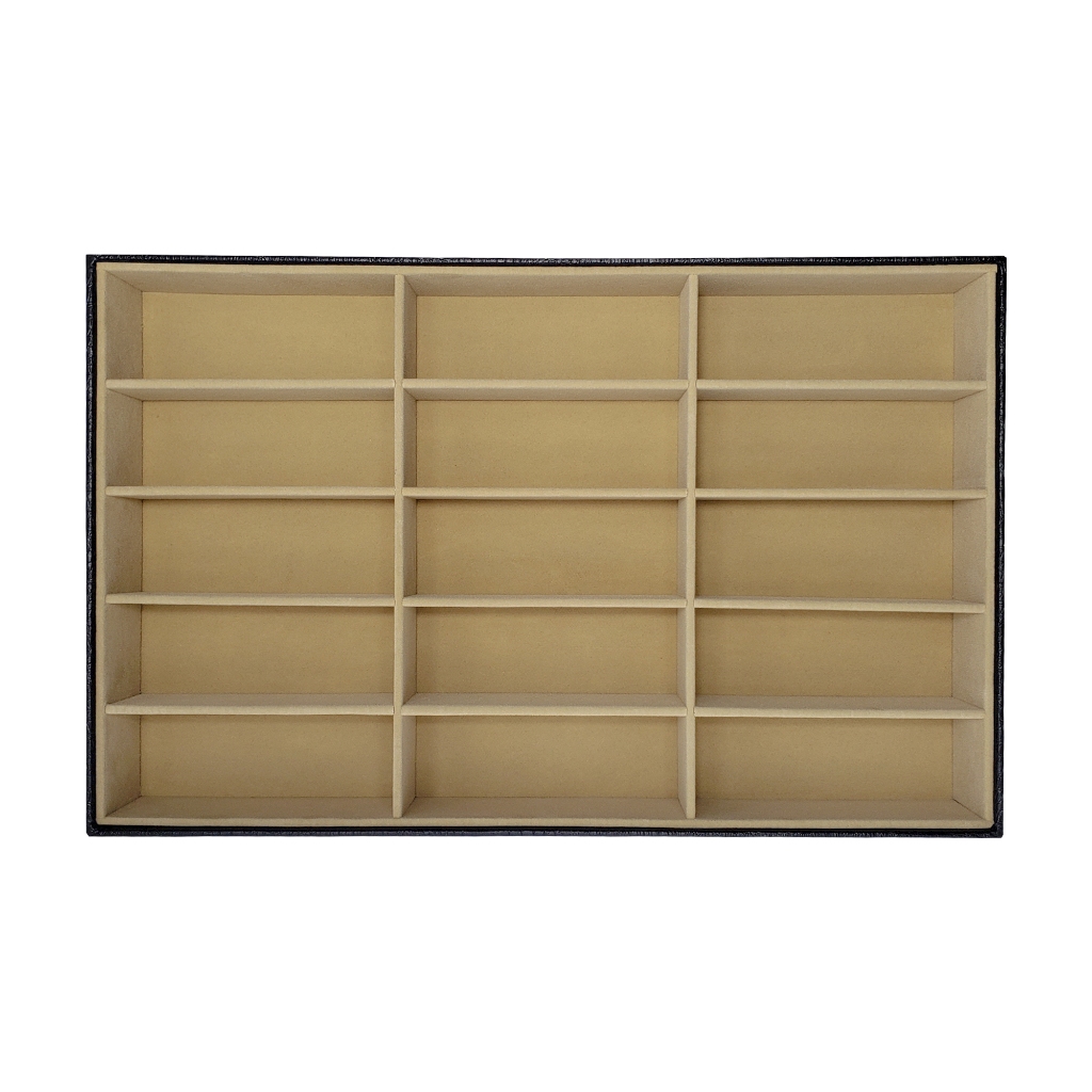 Bandeja Organizadora para 15 Óculos Preto com Interno Aveludado Bege