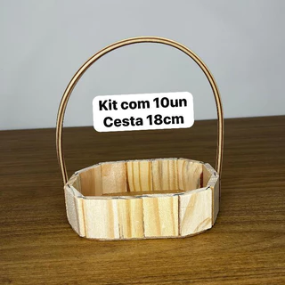 Kit 10 Cesta Fraldeira Madeira 18cm Oval