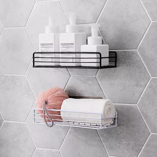 Kit 2 Prateleiras Suporte Com Alto Adesivos Para Parede Banheiro Cozinha lavanderia Shampoo E Sabonete