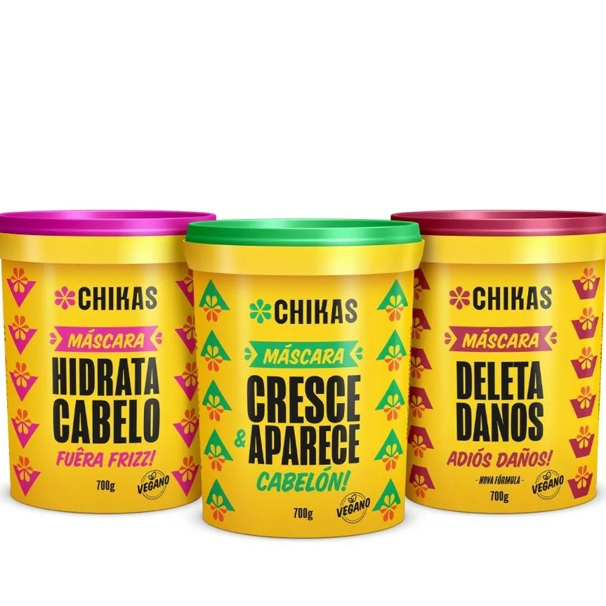CHIKAKO スキン トリートメントパック & マッサージジェル セット Cronograma para Força e Crescimento Capilar 700g Chikas Cosméticos