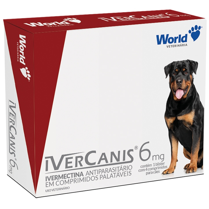 Ivercanis 6mg Remédio Para Carrapato Pulga Sarna Cães cachorro para ate 30 kg , caixa com 4 comprimidos