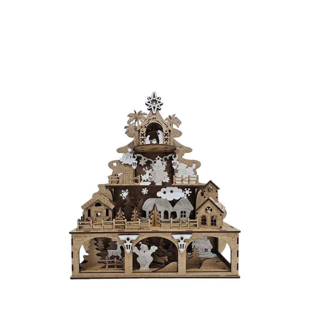 Arvore de Natal com Presépio e Papai Noel