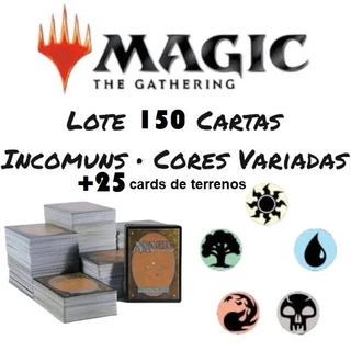 Lote de 150 Cartas de Magic Incomuns + 50 cards de terrenos.