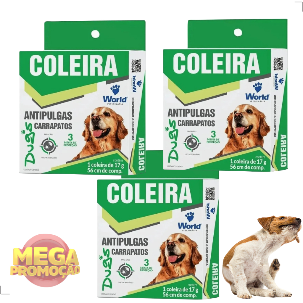 Kit 03 Coleira Anti pulga e Carrapato Remédio para Carrapatos Cachorro ...