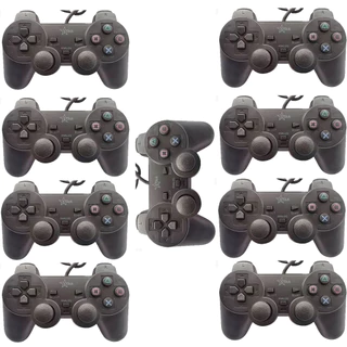 Kit 9 Controle para Playstation 2 / PS2 Com Fio - Cor preto fosco. Star