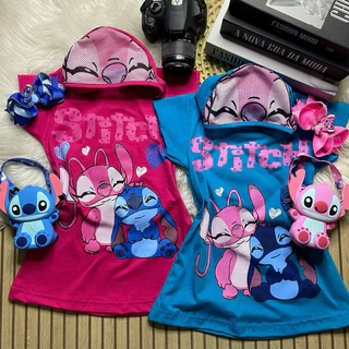 vestido infantil menina com capuz Lilo stich