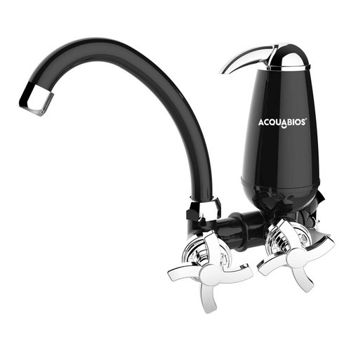 Torneira C/ Filtro Bica Movel De Parede Acquabios Cor Preto Acabamento Cromado