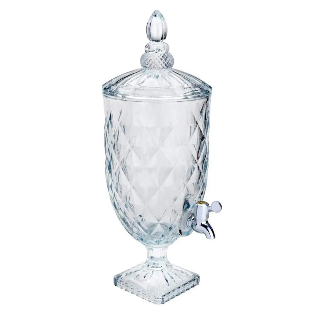 Suqueira Jarra De Vidro Cristal Suco Diamond 5 Litros com Torneira ...