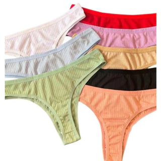 KIT 5 Calcinhas Feminina Tanga Fio Canelada Confort Qualidade