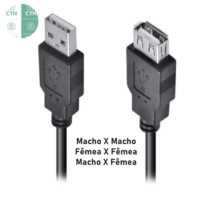 Cabo Usb Extensão Extensor 1.5Mts 2.0 Ultra Velocidade Macho X Macho / Macho X Femea / Femea X Femea
