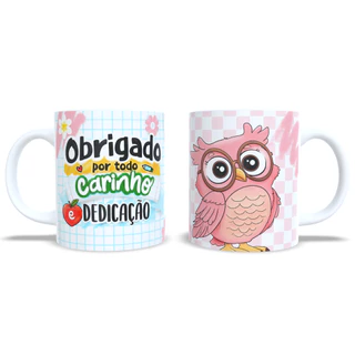 Caneca Personalizada Professora Coruja Cor Linda Dia dos Professores Presente Qualidade Full HD 400