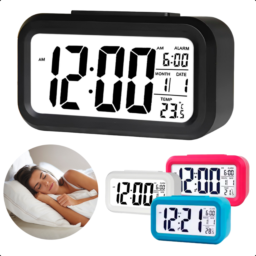 Relógio de Mesa Portátil Digital Despertador Led Lcd Temperatura