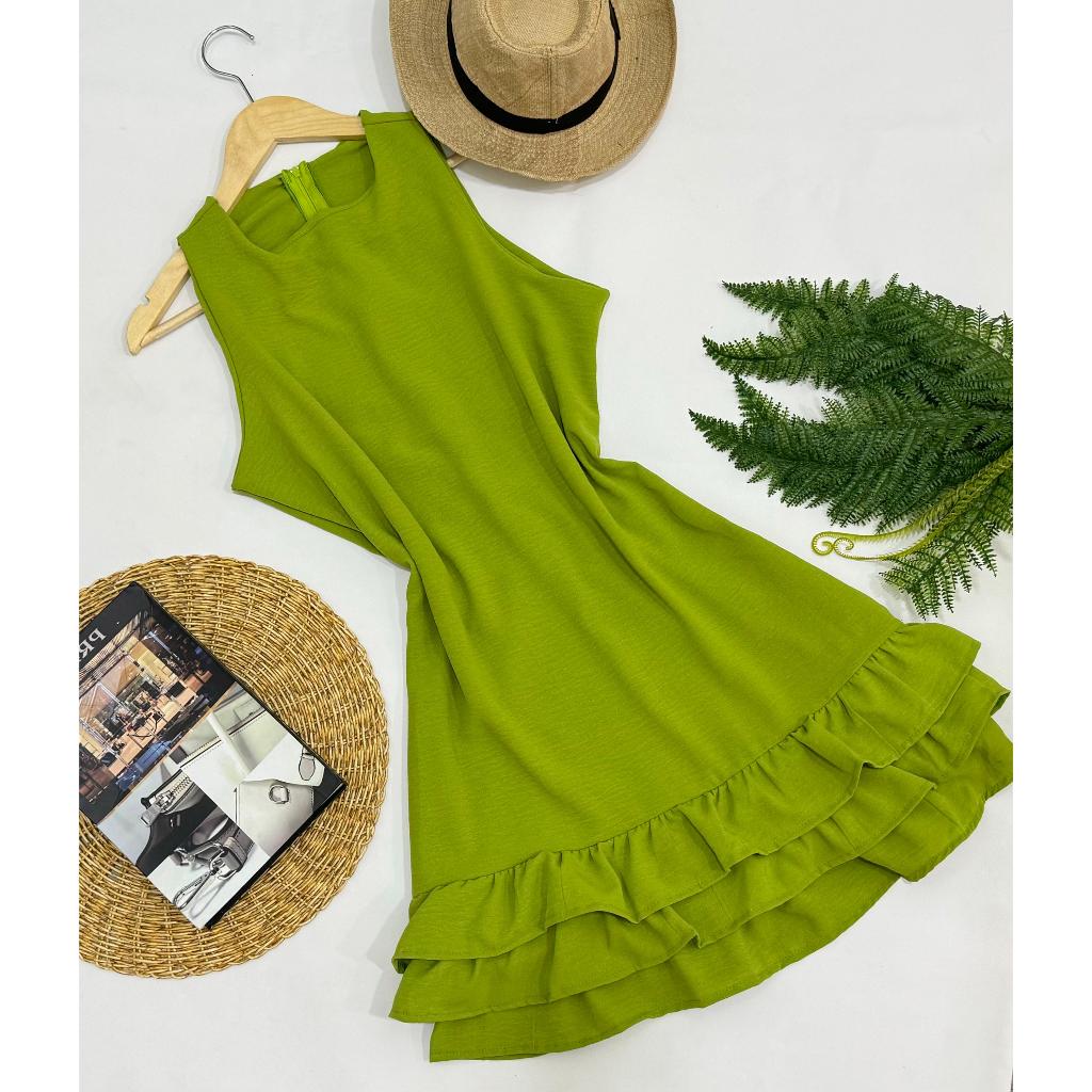 VESTIDO FEMININA BABADO ALÇA LARGA COM ZIPER CASUAL E EVANGELICO ELEGANTE PARA MULHERES