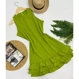 VESTIDO FEMININA BABADO ALÇA LARGA COM ZIPER CASUAL E EVANGELICO ELEGANTE PARA MULHERES