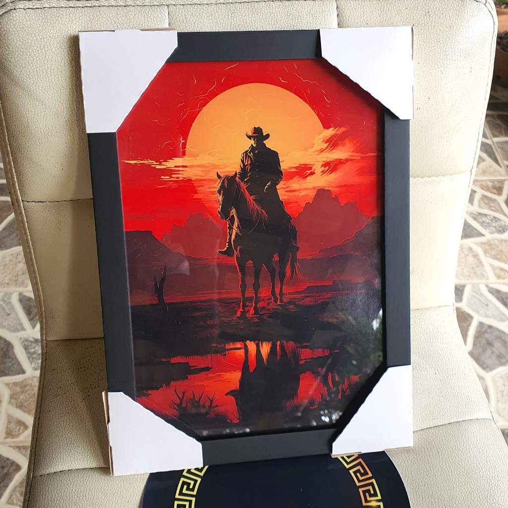 Quadro decorativo com moldura e vidro Red Dead Redemption 2 Game poster Decoração Quarto - 005