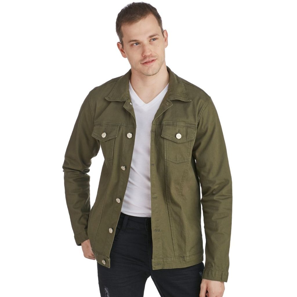 Jaqueta Jeans Masculina HNO Verde Militar | Shopee Brasil