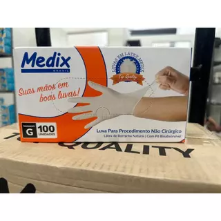 LUVAS DE LATÉX COM PÓ MEDIX PARA PROCEDIMENTOS NÃO CIRURGICOS TAMANHO G
