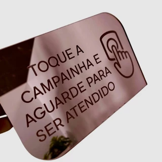 Placa de Acrílico Espelhado Toque a Campainha 16x10cm