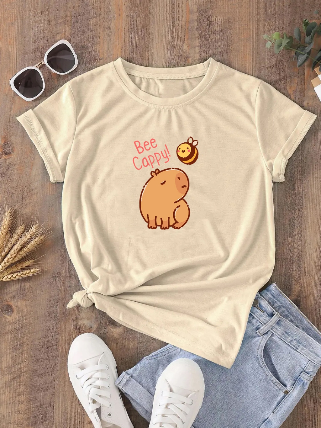 Camiseta Básica Feminina Capivara Bee Cappy Camisa 100% Algodão ...