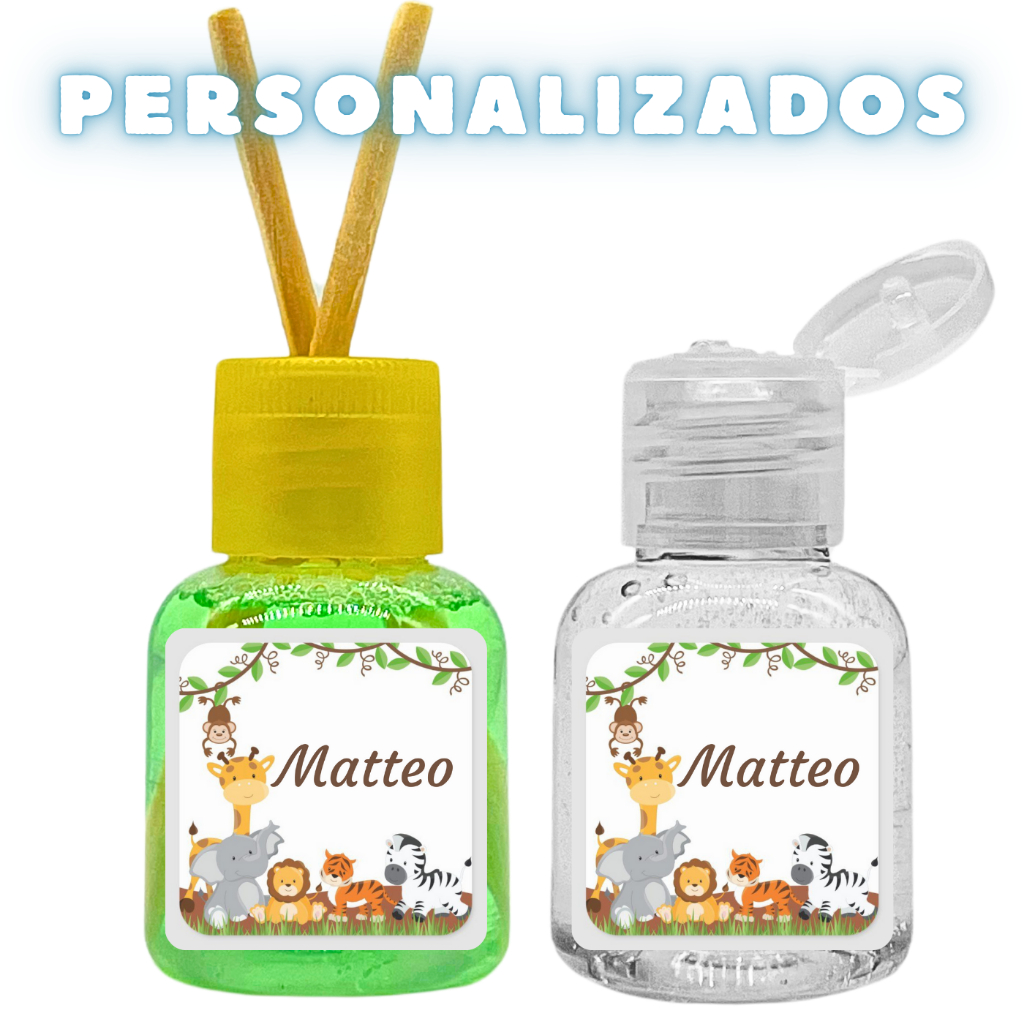 Kit 60 Lembrancinhas Maternidade Menino Urso Rei 30 Álcool Gel + 30 Aromatizador Personalizado