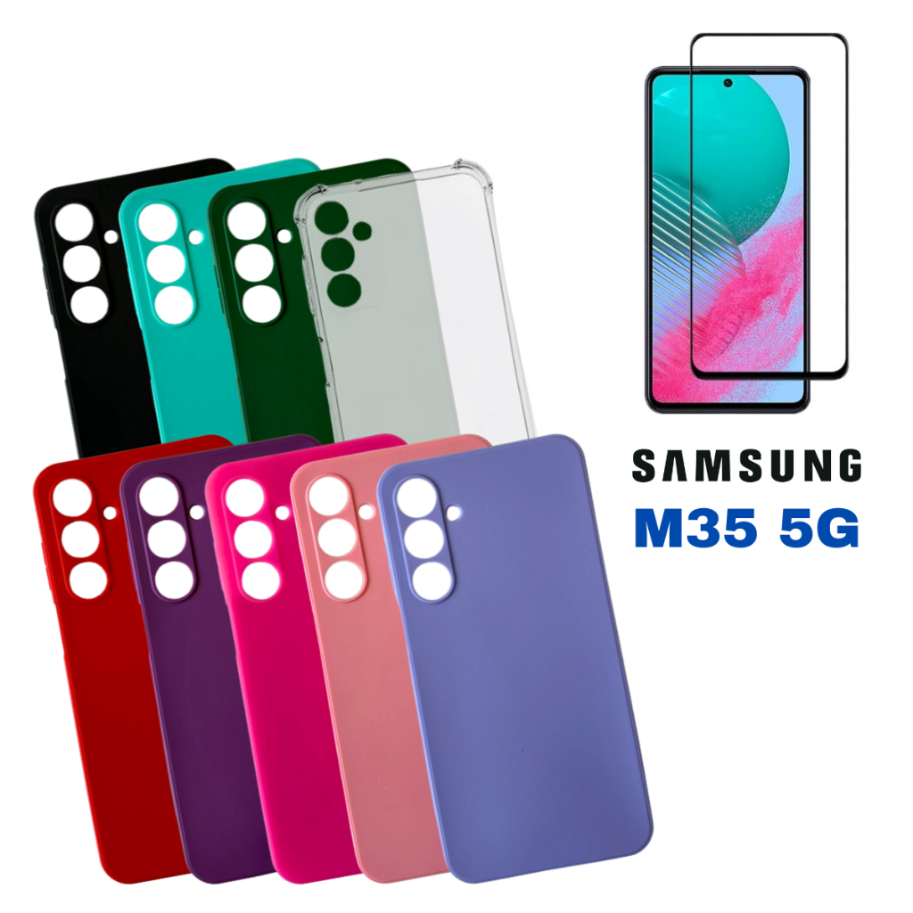 Capinha + Pelicula Hidrogel Para Samsung M35 Silicone Aveludada