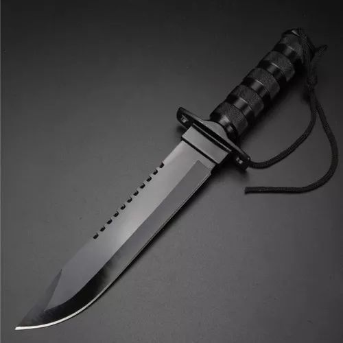 Faca Tática Sobrevivência Rambo Militar Extremamente Afiada Cor Preto