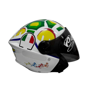 Capacete Liberty New 3 Personalizado Tartaruga Vr 46 Branco Viseira Fumê Osascorte