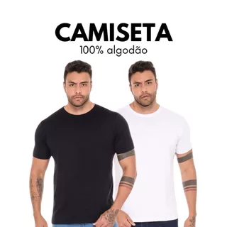 Camiseta Masculina Básica Lisa 100% Algodão Casual