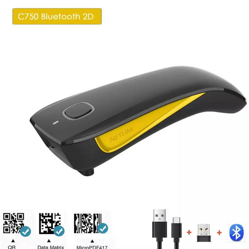 Leitor Código Barras Bolso Bluetooth 1D e 2d Qr Code Netum C750