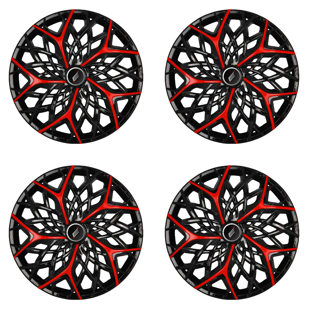 Jogo 4 Calotas Aro 13 Esportiva Modelo Moove 3056 Preta / Vermelha