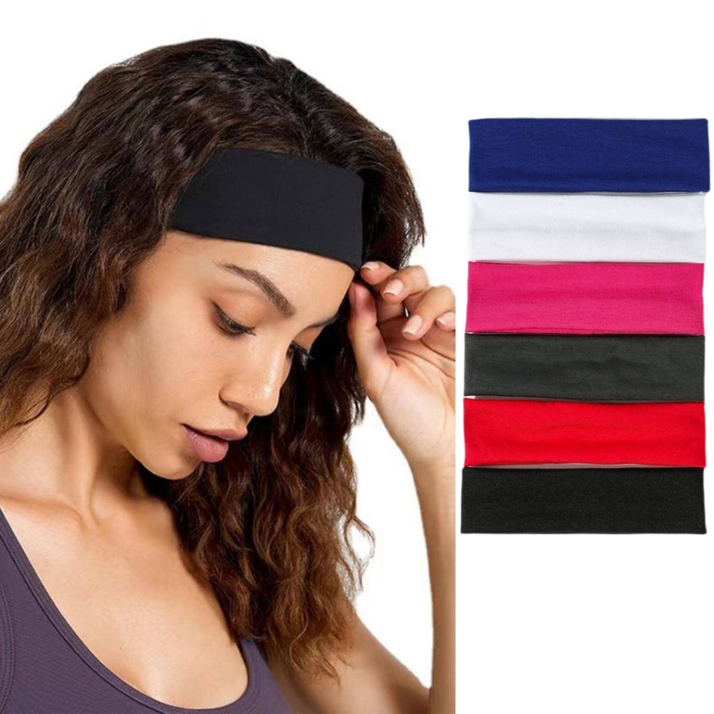 4 Faixa de Cabelo Elástica Lisa Fitness Yoga Academia Tiara Esportiva