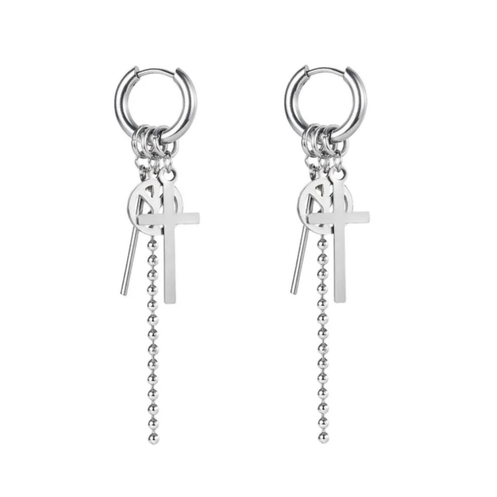 Brinco Masculinos De Aço Corrente De Geométrica Fringe Long Moda