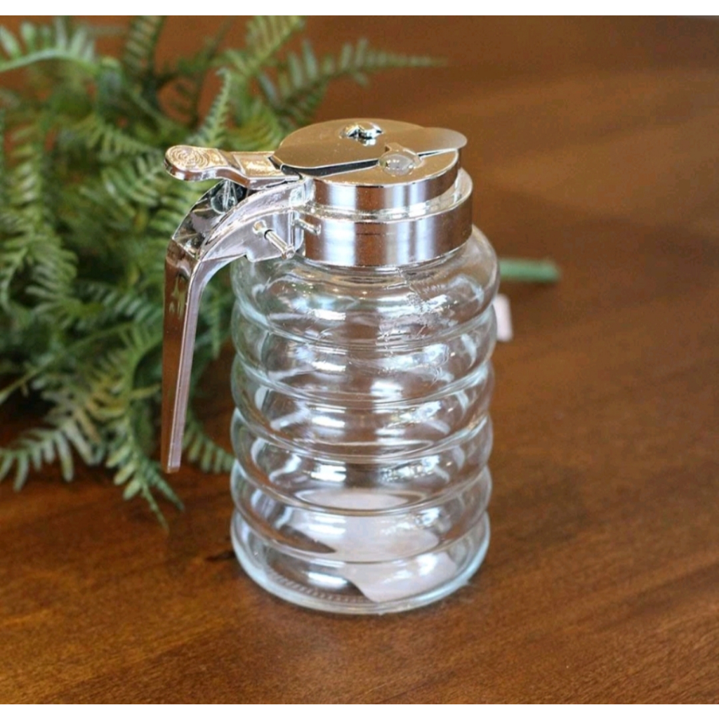 Meleira de Vidro com Dosador Tampa e Alça Cromada 280 ML Porta mel