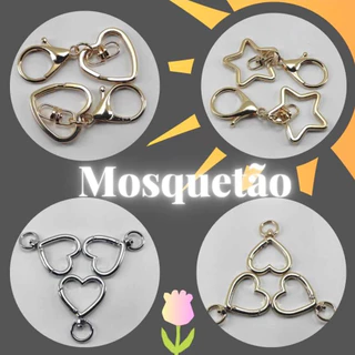Mosquetão Fecho de Coração/ Estrela, 5 unidades, ideal para Chaveiros, bolsa.