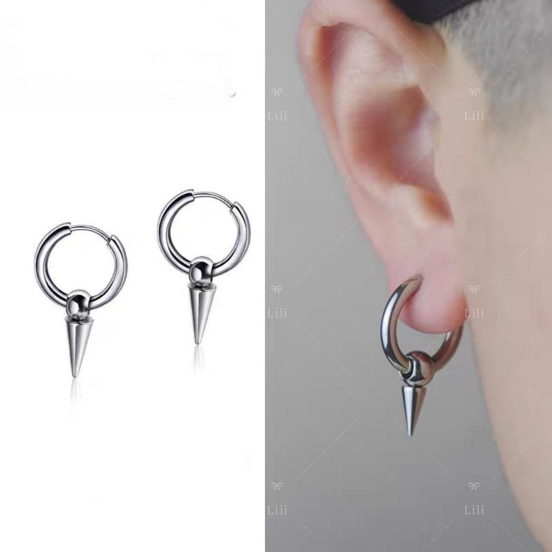 Brinco Punk De Aço Inoxidável Com Pingente Spike Para masculinos