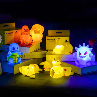 Luminária Pokémon LED: Pikachu, Squirtle, Charmander, Gengar e Psyduck - Luz Noturna Brilhante e Divertida
