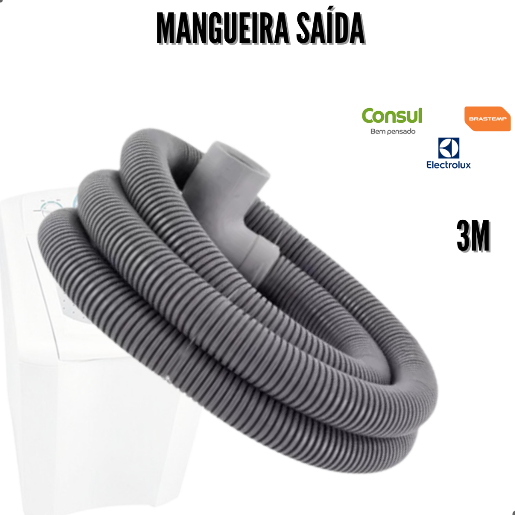 Mangueira Drenagem Saída De Água 3 Metros Bocal Curvo