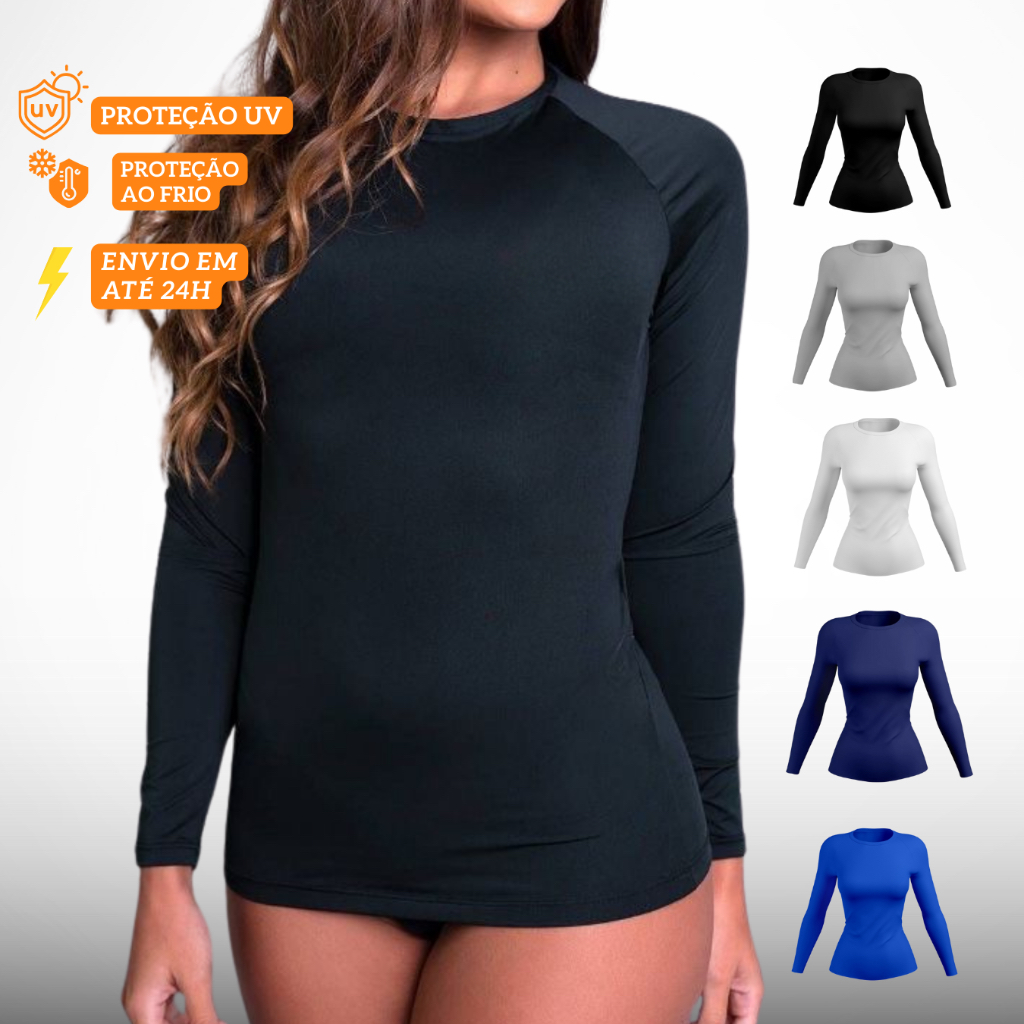 Blusa Termica Feminina Camisa Proteção Solar Uv- Camiseta Segunda