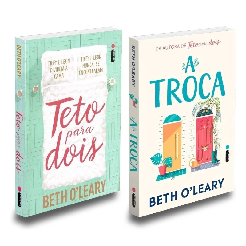 kit com os livros Um teto para dois e A troca de Beth O'Leary novos ...