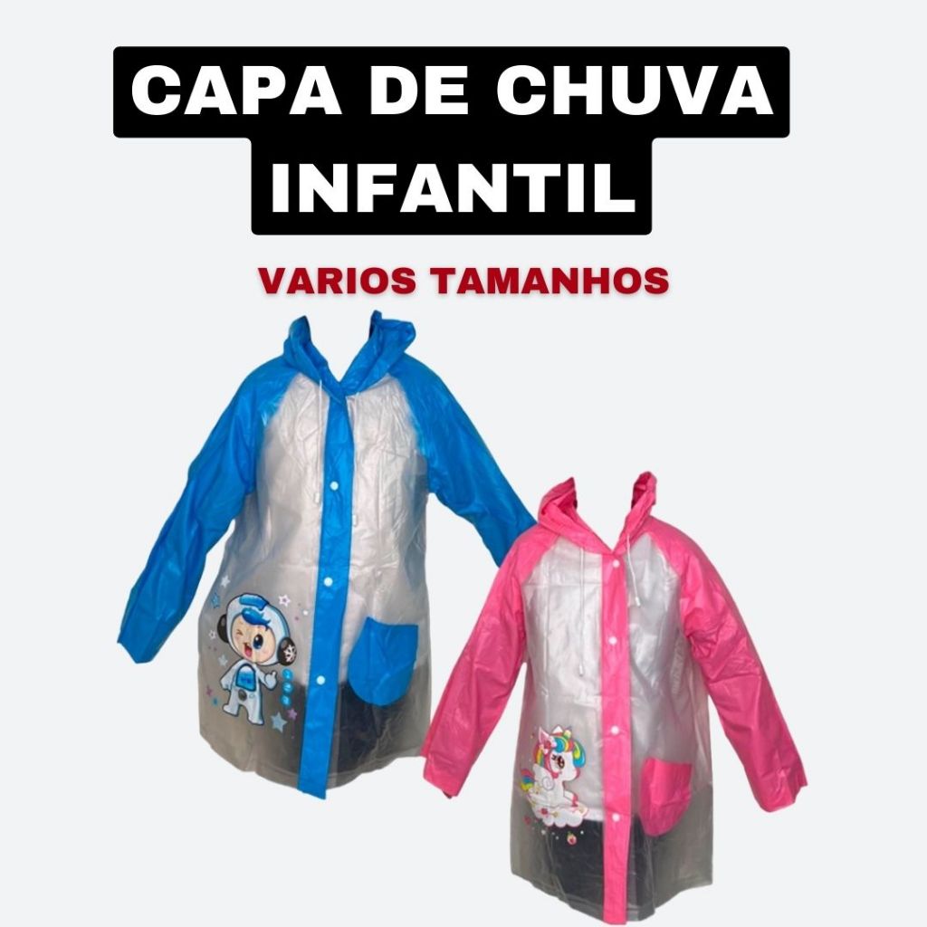 Capa de chuva infantil Reforçada menina e menino Com Desenho H-806